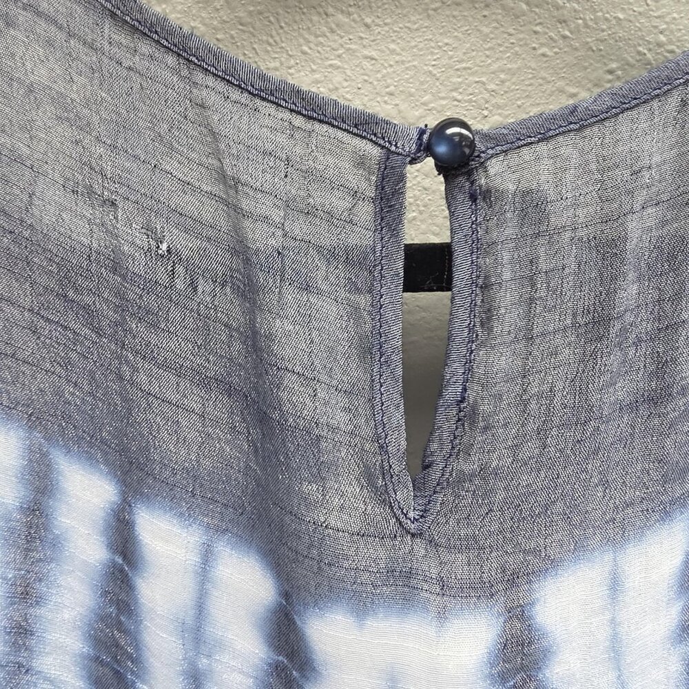 A. Byer Shirt Womens XL Gray Blue Tie Dye Peasant Boho Bell Sleeve Crochet Lined - Picture 6 of 13